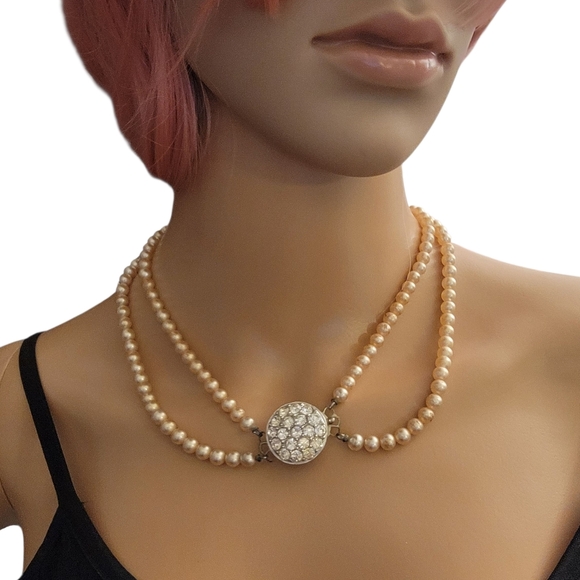 Sarah Coventry Jewelry - Vintage SARAH COVENTRY Faux Pearl Rhinestone Necklace Beautiful Costume Jewelry